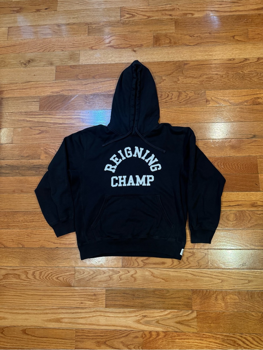 Reigning Champ Midweight Terry Arch Logo Hoodie Black Men’s Medium